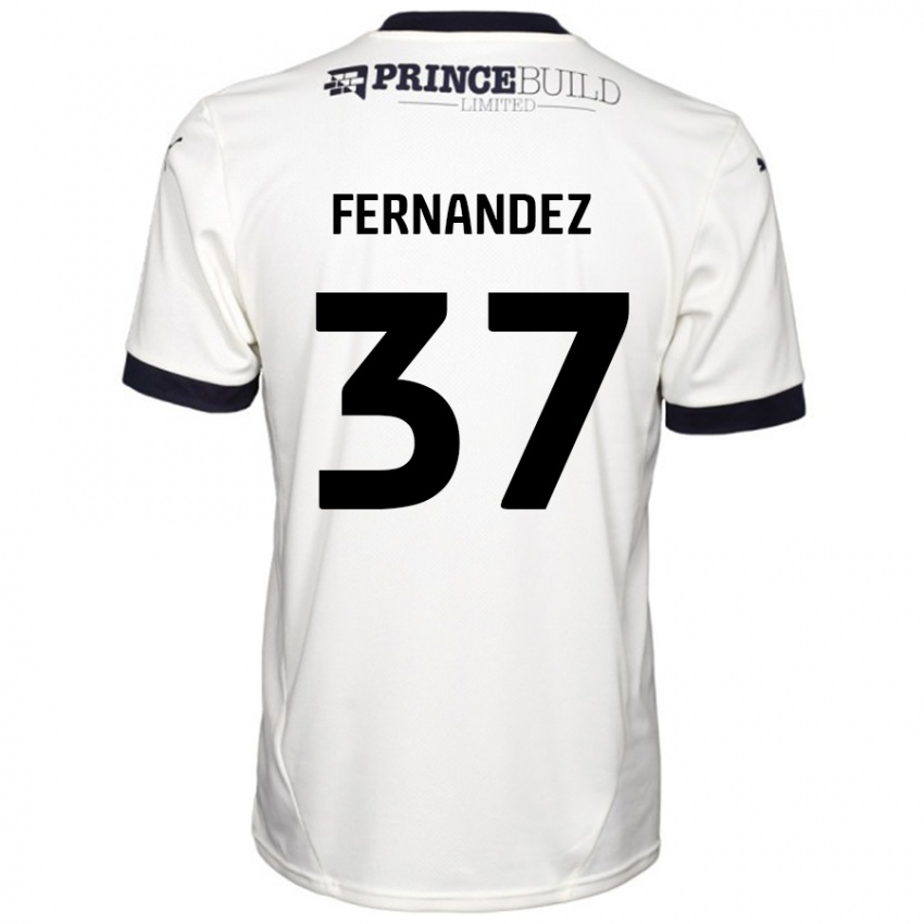 Niño Camiseta Emmanuel Fernandez #37 Blanquecino Negro 2ª Equipación 2024/25 La Camisa