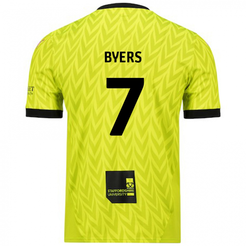 Niño Camiseta George Byers #7 Verde Fluorescente 2ª Equipación 2024/25 La Camisa