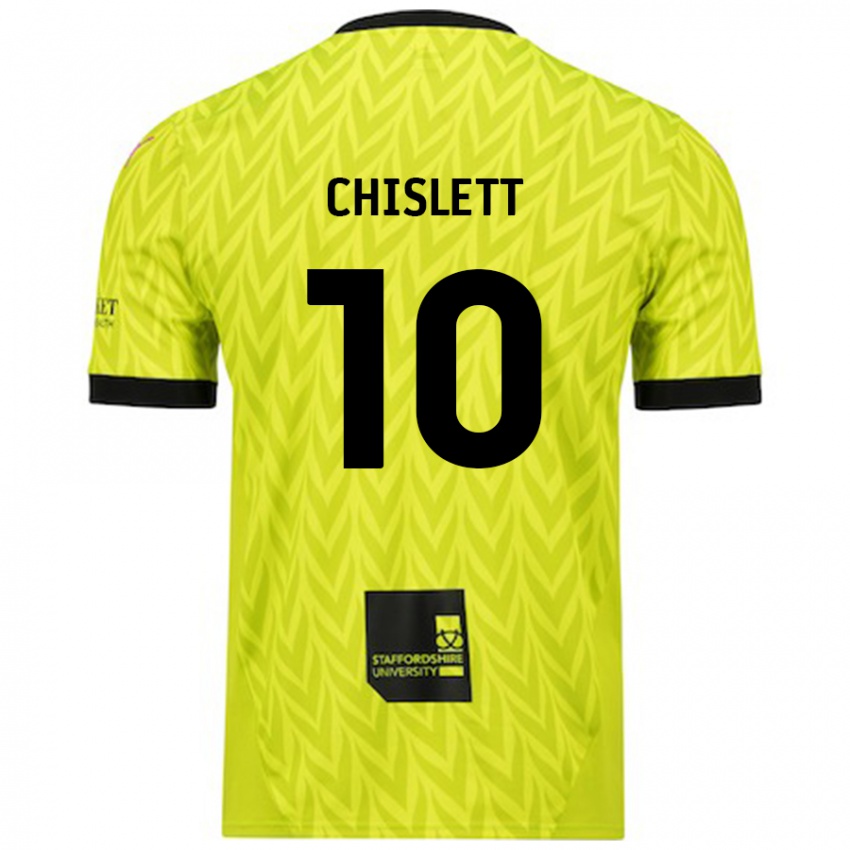 Niño Camiseta Ethan Chislett #10 Verde Fluorescente 2ª Equipación 2024/25 La Camisa