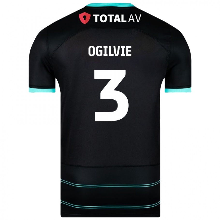 Niño Camiseta Connor Ogilvie #3 Negro 2ª Equipación 2024/25 La Camisa