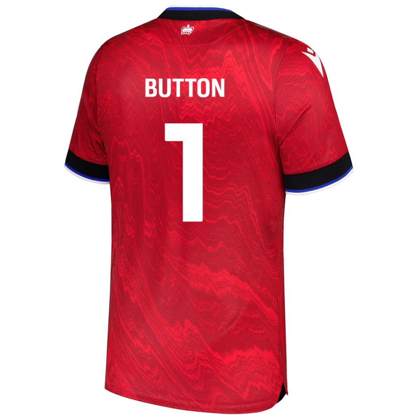 Niño Camiseta David Button #1 Rojo Negro 2ª Equipación 2024/25 La Camisa