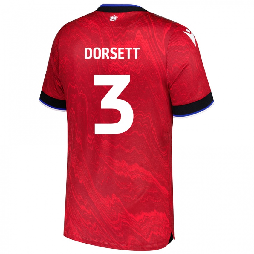 Niño Camiseta Jeriel Dorsett #3 Rojo Negro 2ª Equipación 2024/25 La Camisa