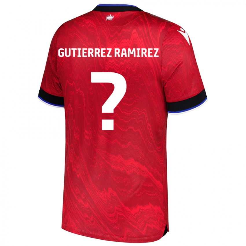 Niño Camiseta William Gutierrez Ramirez #0 Rojo Negro 2ª Equipación 2024/25 La Camisa