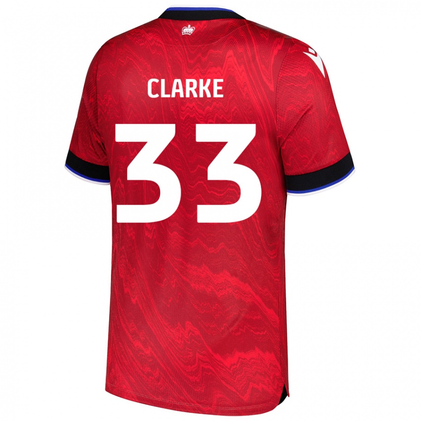 Niño Camiseta John Clarke #33 Rojo Negro 2ª Equipación 2024/25 La Camisa