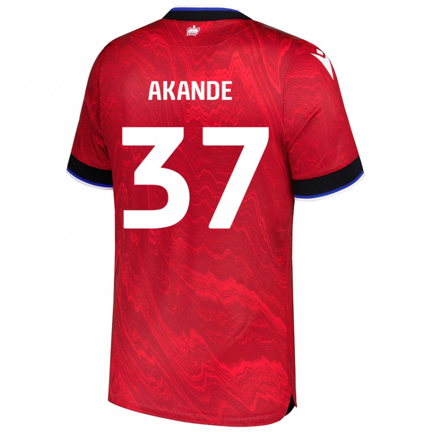 Niño Camiseta Adrian Akande #37 Rojo Negro 2ª Equipación 2024/25 La Camisa