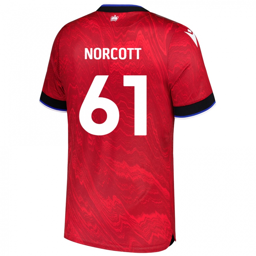 Niño Camiseta Tom Norcott #61 Rojo Negro 2ª Equipación 2024/25 La Camisa