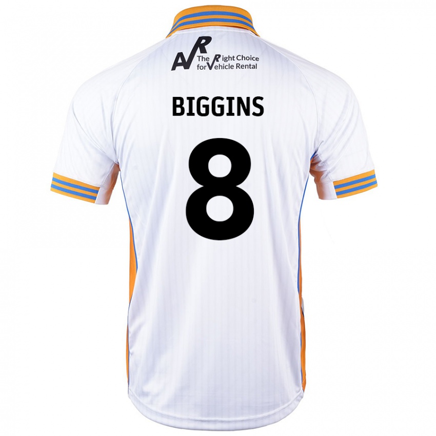 Niño Camiseta Harrison Biggins #8 Blanco 2ª Equipación 2024/25 La Camisa