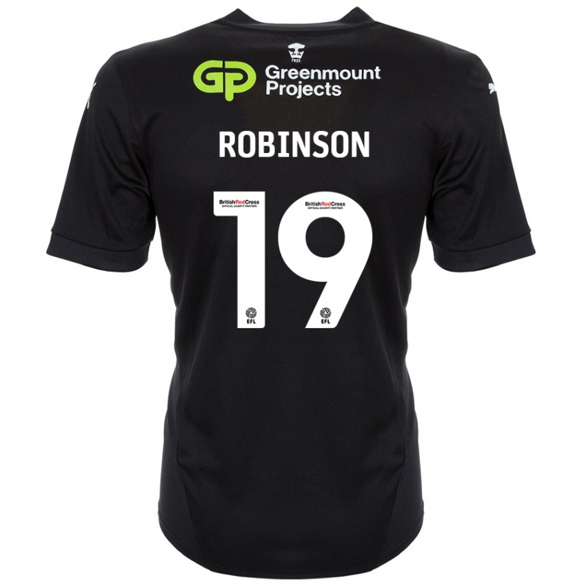 Niño Camiseta Luke Robinson #19 Negro 2ª Equipación 2024/25 La Camisa