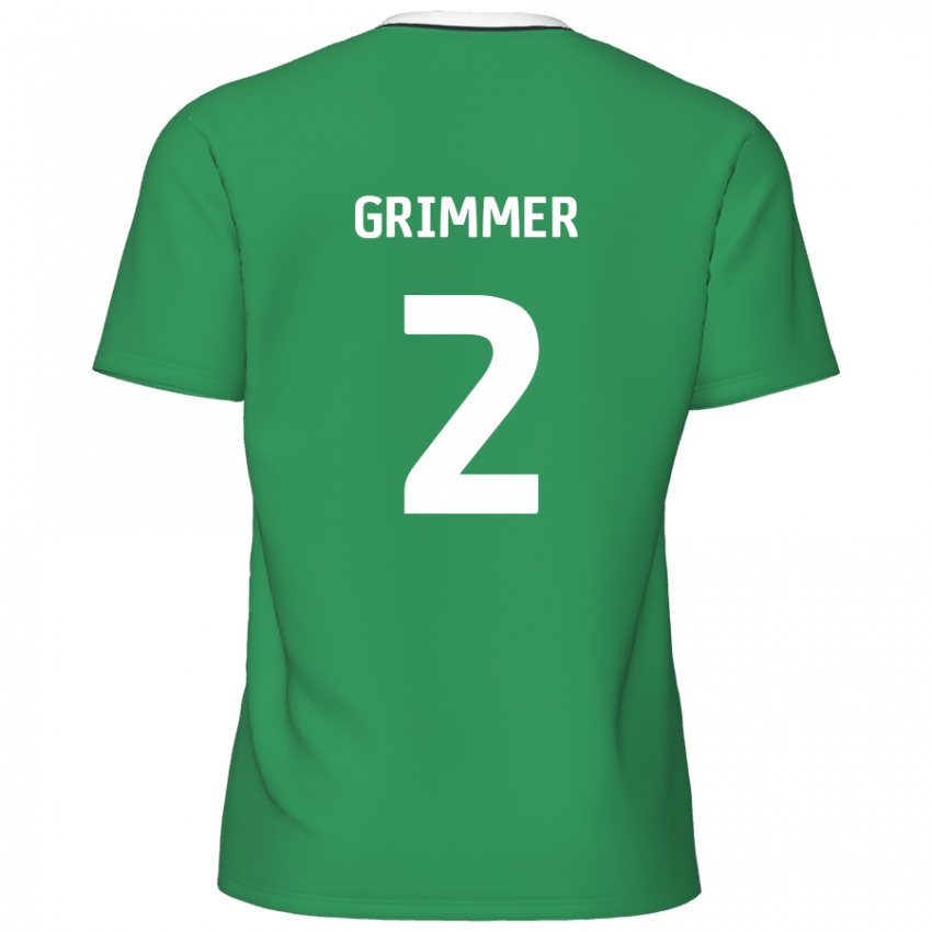 Niño Camiseta Jack Grimmer #2 Verde Rayas Blancas 2ª Equipación 2024/25 La Camisa