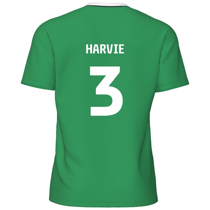 Niño Camiseta Daniel Harvie #3 Verde Rayas Blancas 2ª Equipación 2024/25 La Camisa