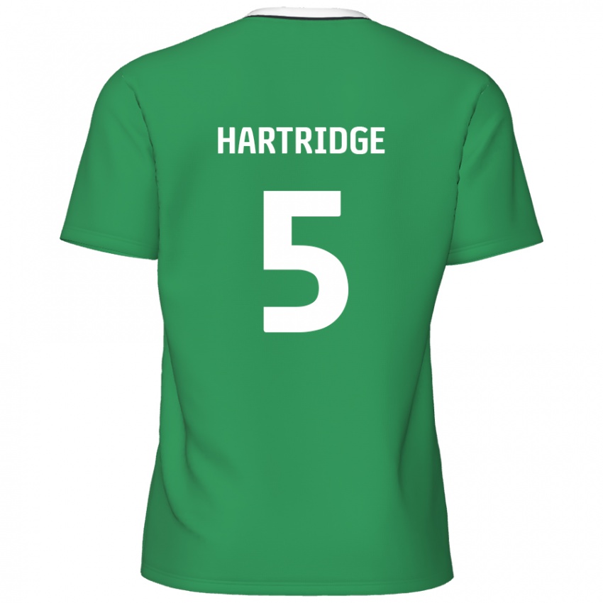 Niño Camiseta Alex Hartridge #5 Verde Rayas Blancas 2ª Equipación 2024/25 La Camisa