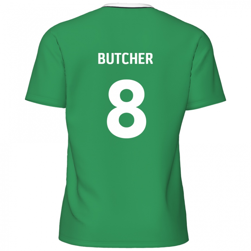 Niño Camiseta Matt Butcher #8 Verde Rayas Blancas 2ª Equipación 2024/25 La Camisa