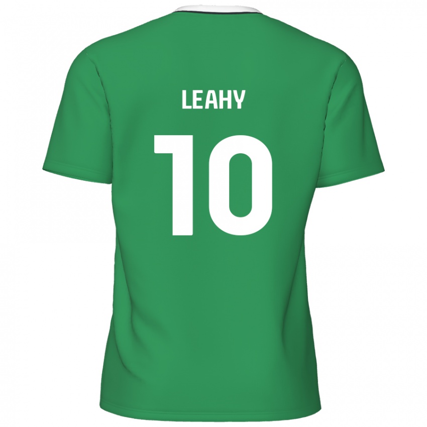 Niño Camiseta Luke Leahy #10 Verde Rayas Blancas 2ª Equipación 2024/25 La Camisa