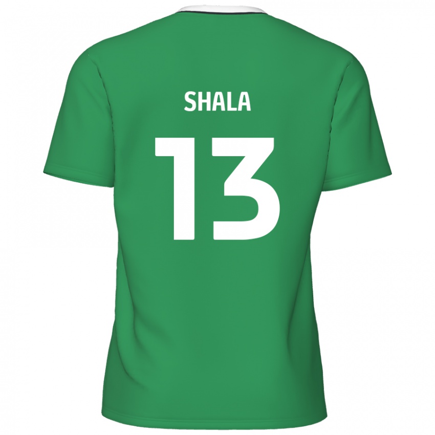 Niño Camiseta Laurence Shala #13 Verde Rayas Blancas 2ª Equipación 2024/25 La Camisa