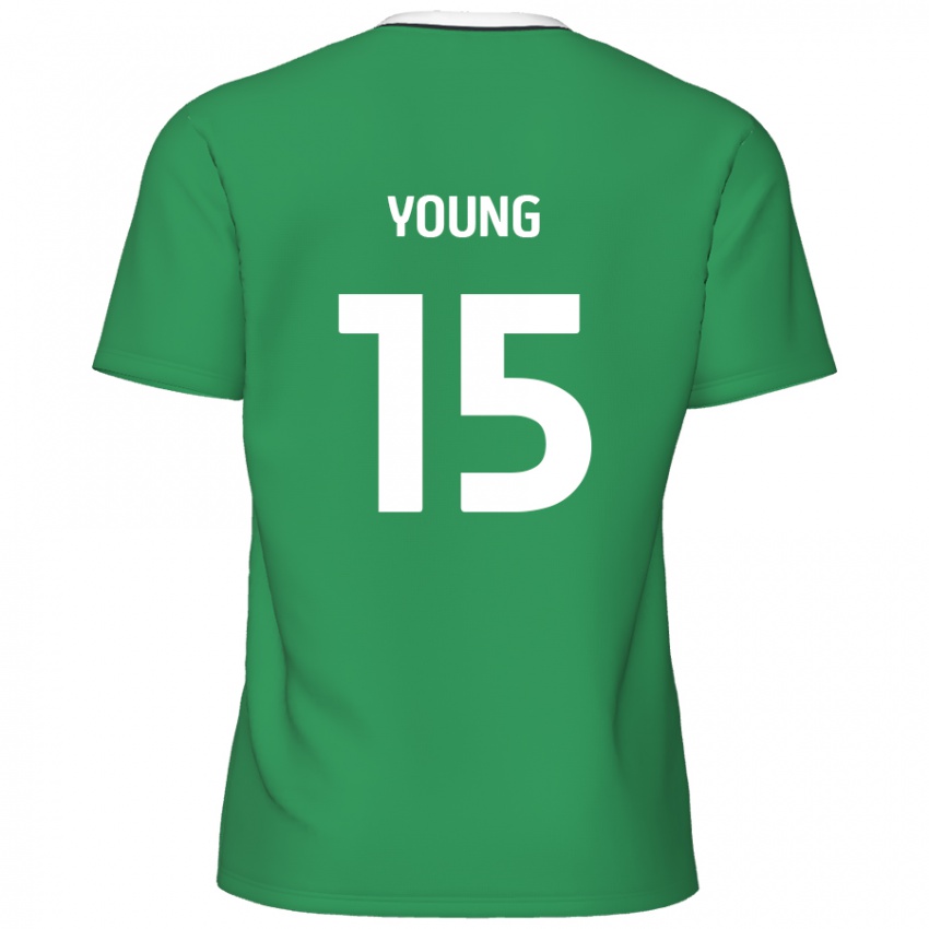 Niño Camiseta Jack Young #15 Verde Rayas Blancas 2ª Equipación 2024/25 La Camisa