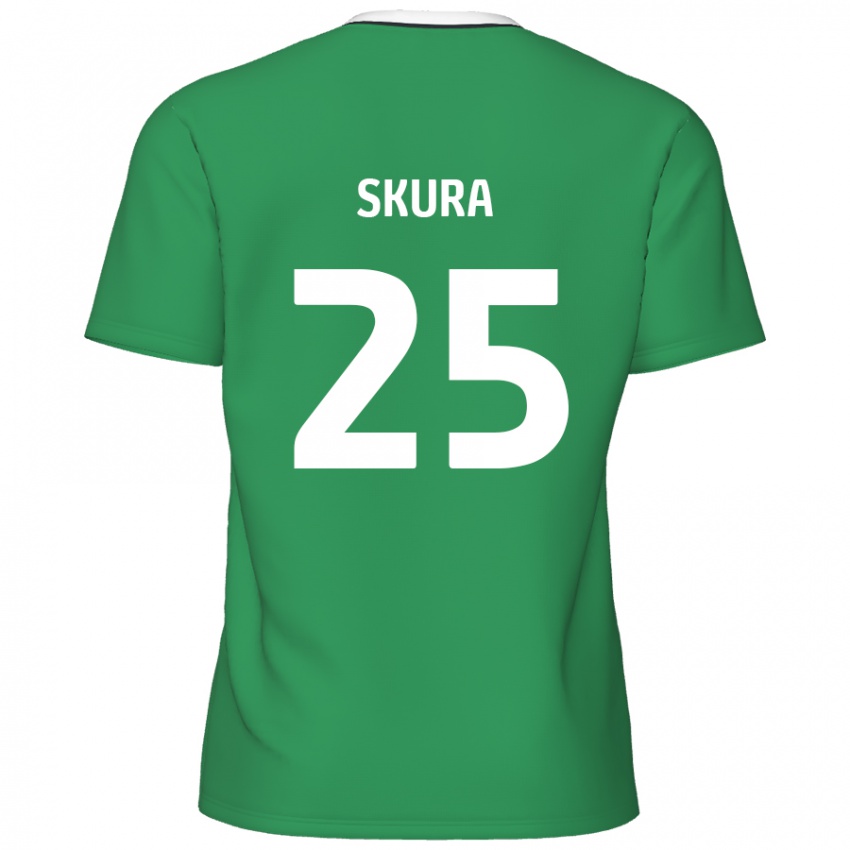 Niño Camiseta Declan Skura #25 Verde Rayas Blancas 2ª Equipación 2024/25 La Camisa