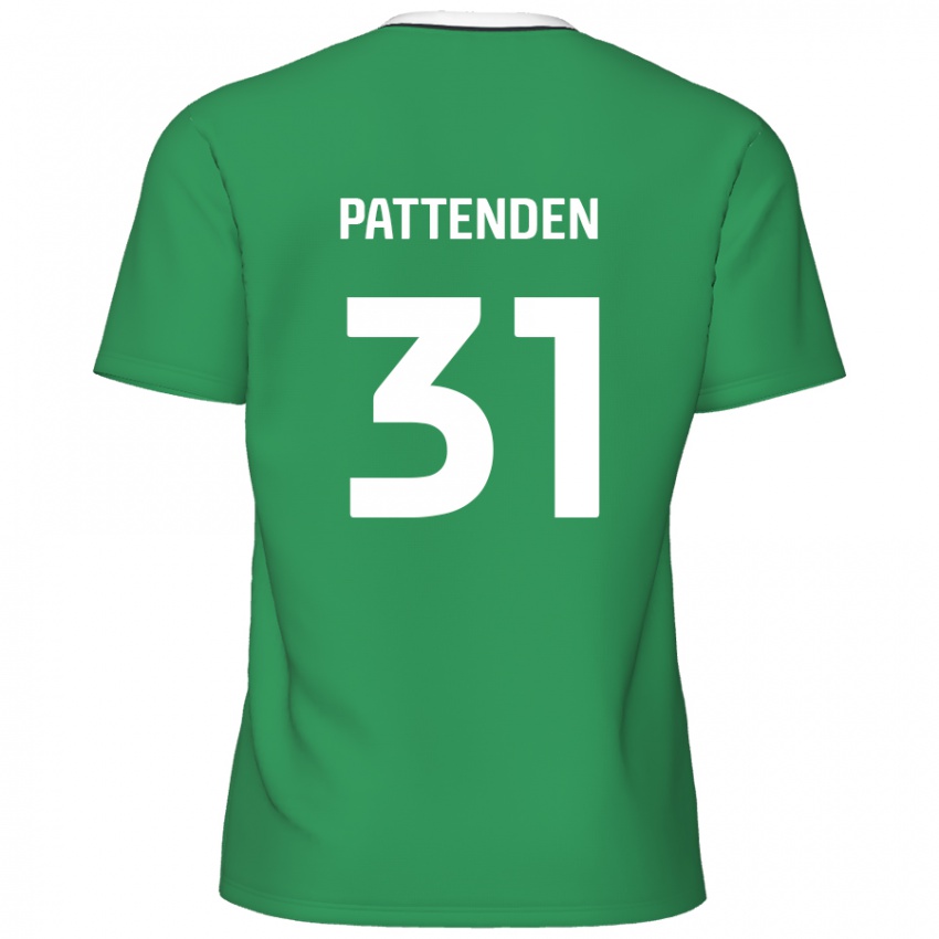 Niño Camiseta Jasper Pattenden #31 Verde Rayas Blancas 2ª Equipación 2024/25 La Camisa