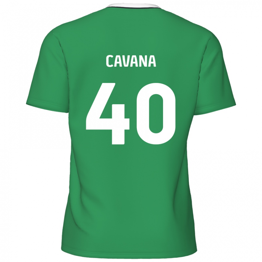 Niño Camiseta Max Cavana #40 Verde Rayas Blancas 2ª Equipación 2024/25 La Camisa