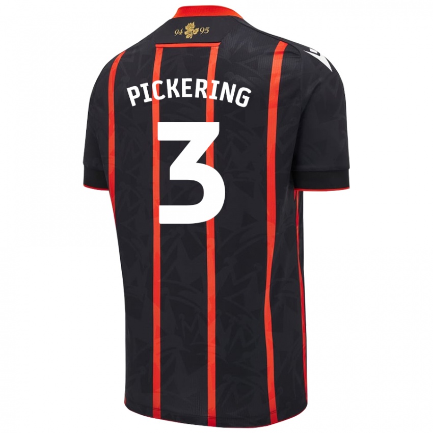 Niño Camiseta Harry Pickering #3 Negro Rojo 2ª Equipación 2024/25 La Camisa