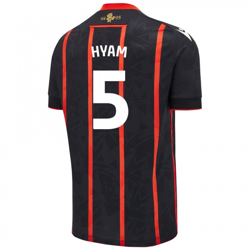 Niño Camiseta Dominic Hyam #5 Negro Rojo 2ª Equipación 2024/25 La Camisa