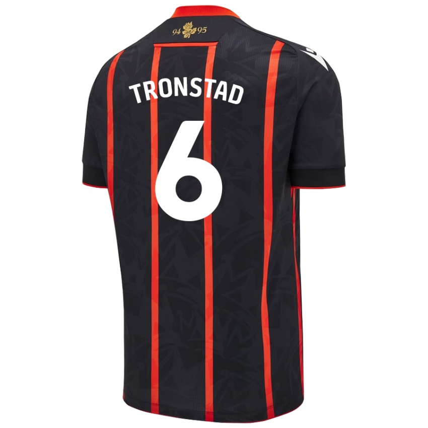 Niño Camiseta Sondre Tronstad #6 Negro Rojo 2ª Equipación 2024/25 La Camisa