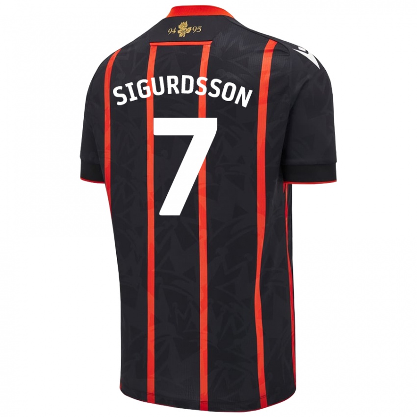 Niño Camiseta Arnór Sigurdsson #7 Negro Rojo 2ª Equipación 2024/25 La Camisa