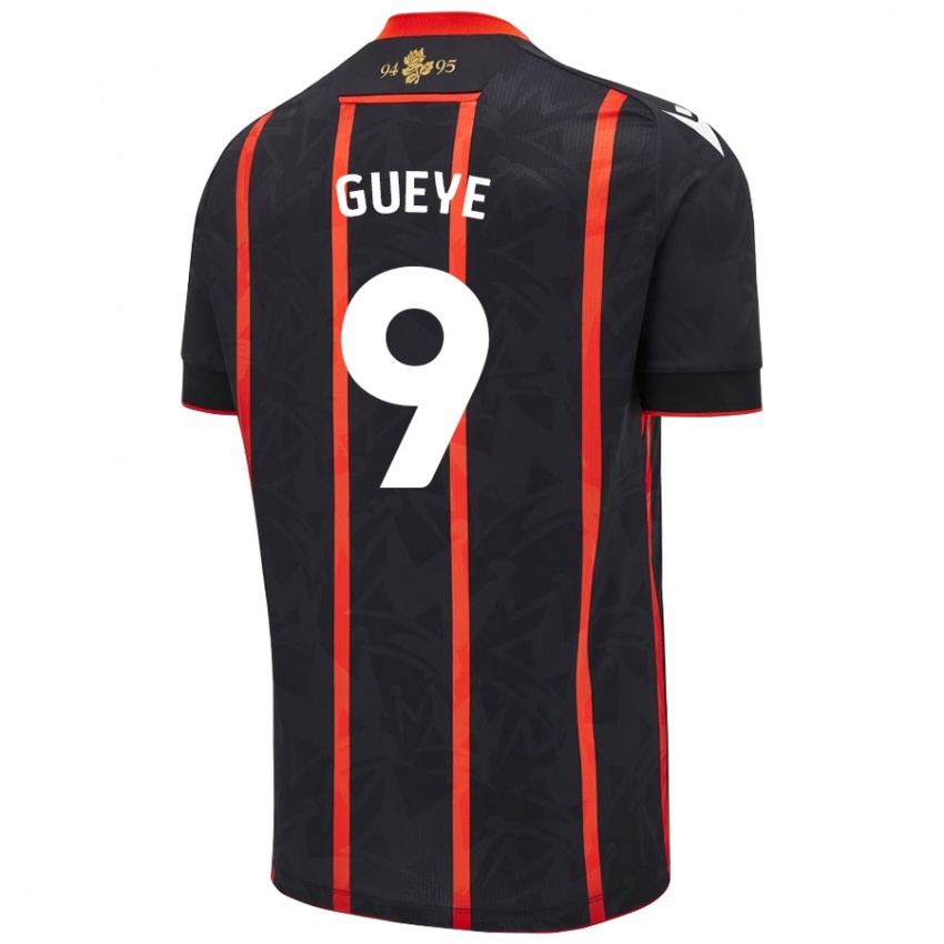 Niño Camiseta Makhtar Gueye #9 Negro Rojo 2ª Equipación 2024/25 La Camisa