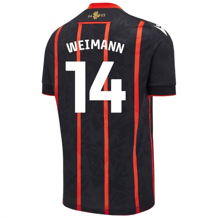 Niño Camiseta Andreas Weimann #14 Negro Rojo 2ª Equipación 2024/25 La Camisa