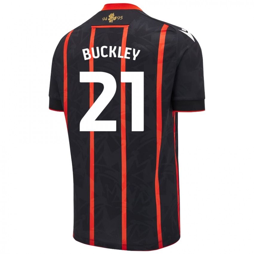 Niño Camiseta John Buckley #21 Negro Rojo 2ª Equipación 2024/25 La Camisa