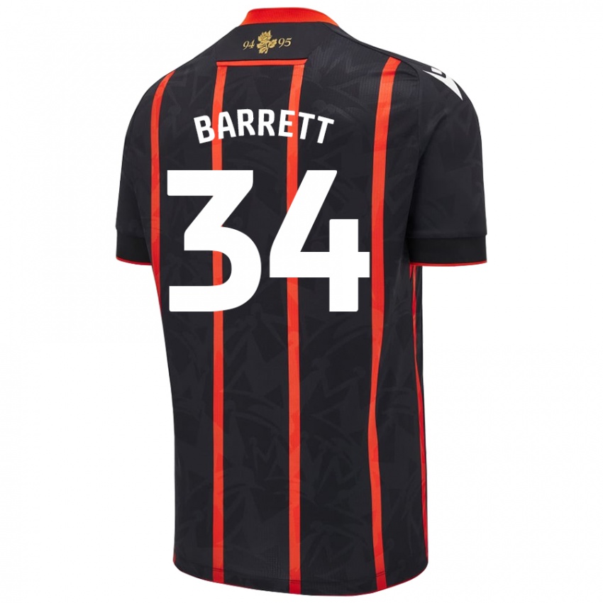 Niño Camiseta Jack Barrett #34 Negro Rojo 2ª Equipación 2024/25 La Camisa