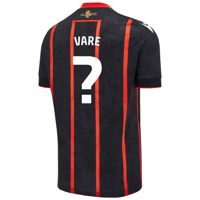 Niño Camiseta Frank Vare #0 Negro Rojo 2ª Equipación 2024/25 La Camisa