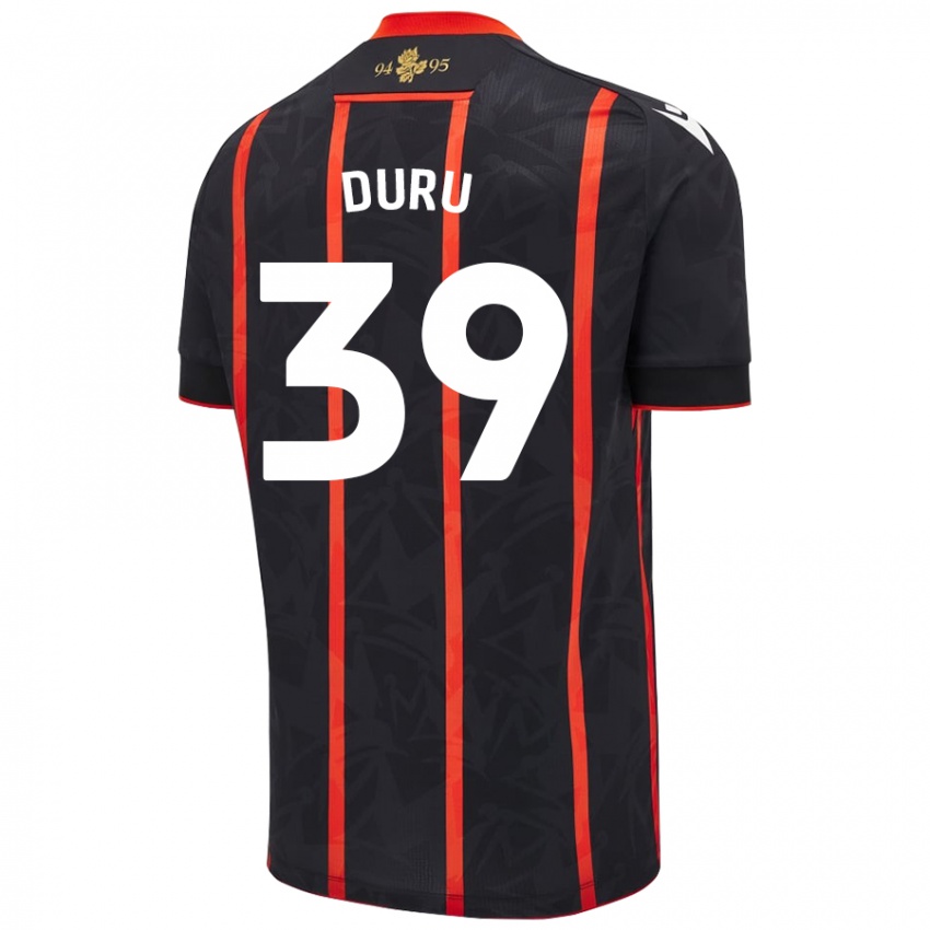 Niño Camiseta Leo Duru #39 Negro Rojo 2ª Equipación 2024/25 La Camisa