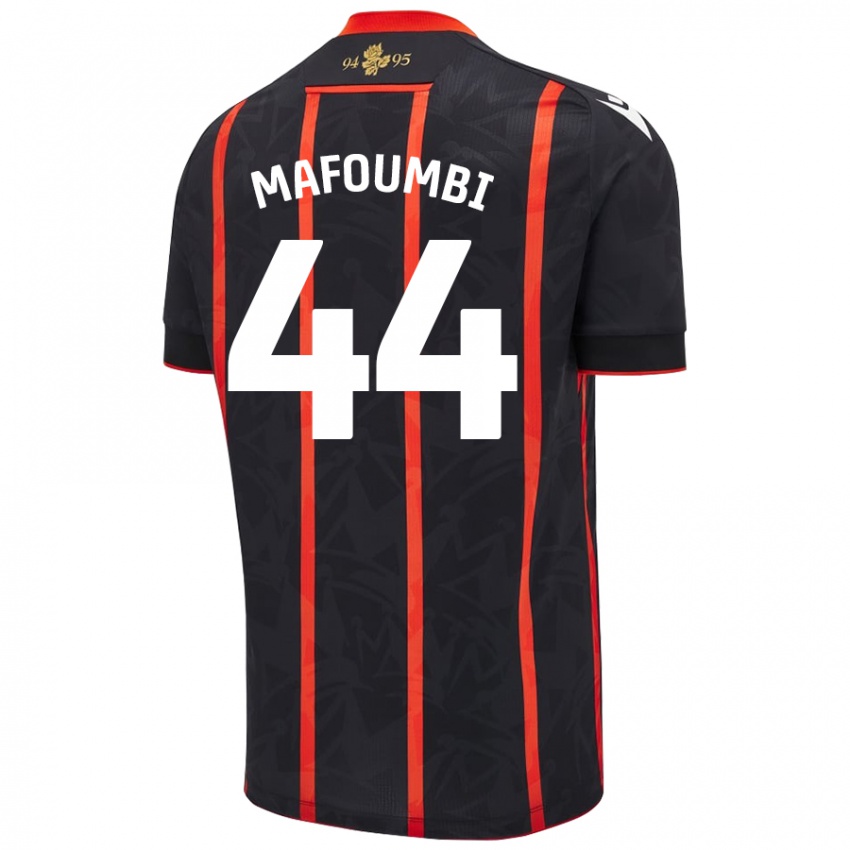 Niño Camiseta Exaucé Mafoumbi #44 Negro Rojo 2ª Equipación 2024/25 La Camisa