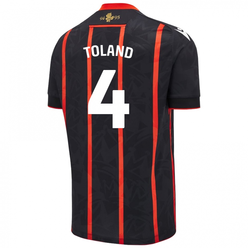 Niño Camiseta Tyler Toland #4 Negro Rojo 2ª Equipación 2024/25 La Camisa