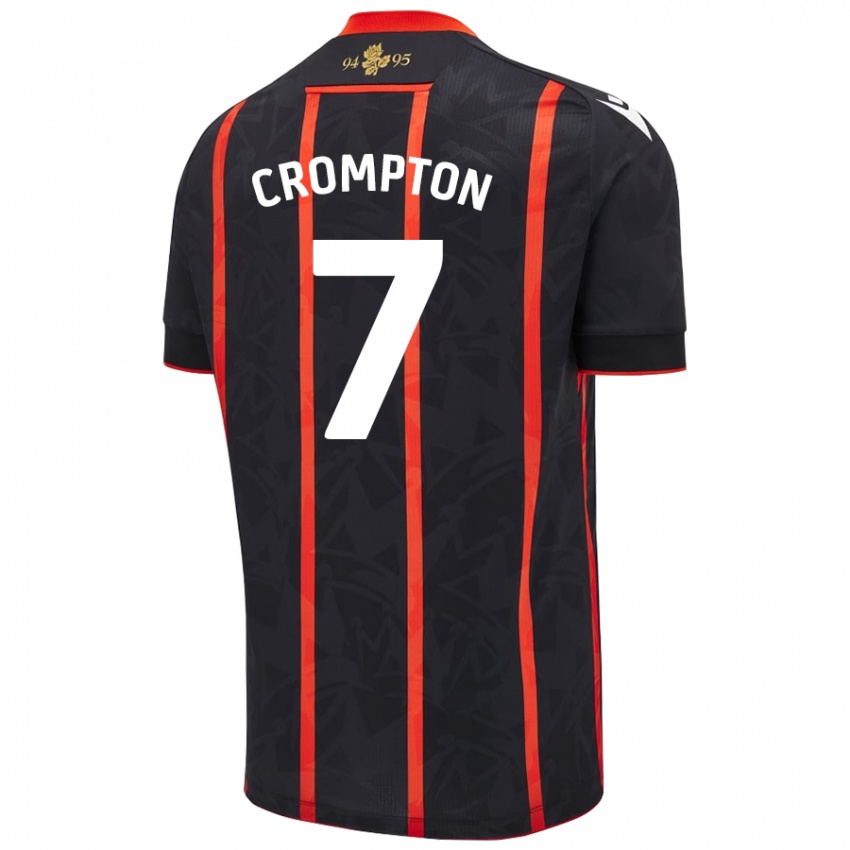 Niño Camiseta Farah Crompton #7 Negro Rojo 2ª Equipación 2024/25 La Camisa