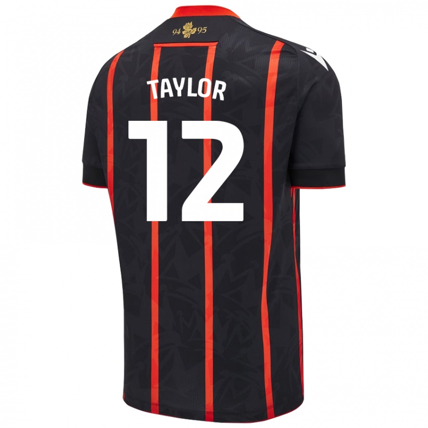 Niño Camiseta Emma Taylor #12 Negro Rojo 2ª Equipación 2024/25 La Camisa