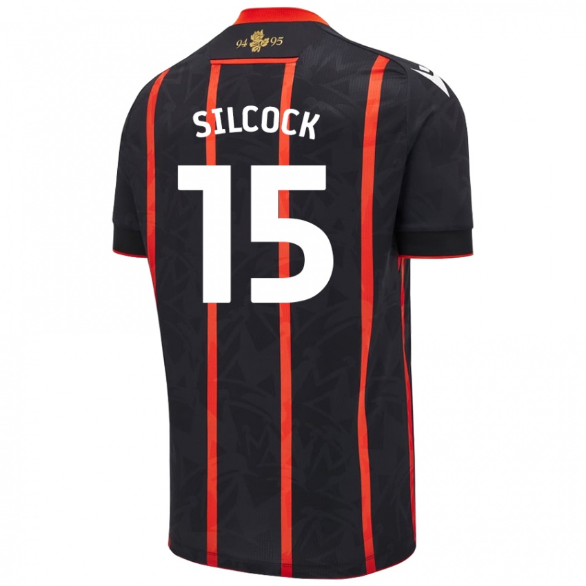 Niño Camiseta Hannah Silcock #15 Negro Rojo 2ª Equipación 2024/25 La Camisa