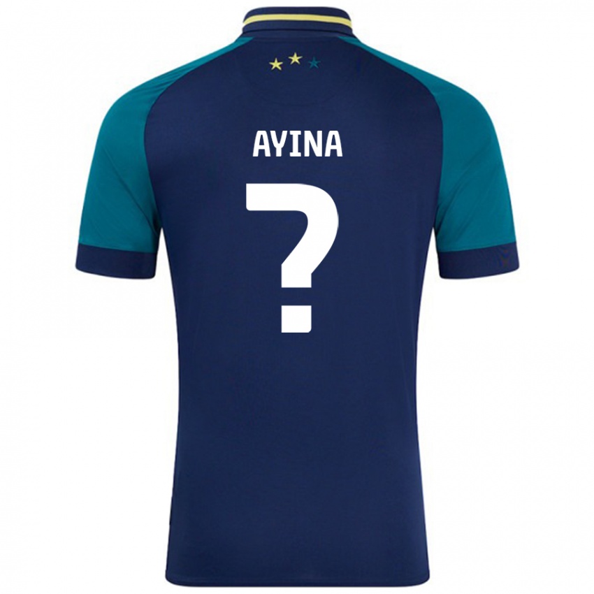 Niño Camiseta Loick Ayina #0 Azul Marino Verde Oscuro 2ª Equipación 2024/25 La Camisa