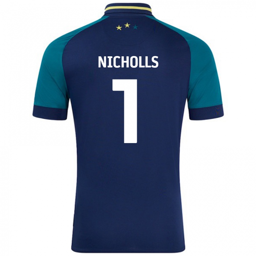 Niño Camiseta Lee Nicholls #1 Azul Marino Verde Oscuro 2ª Equipación 2024/25 La Camisa