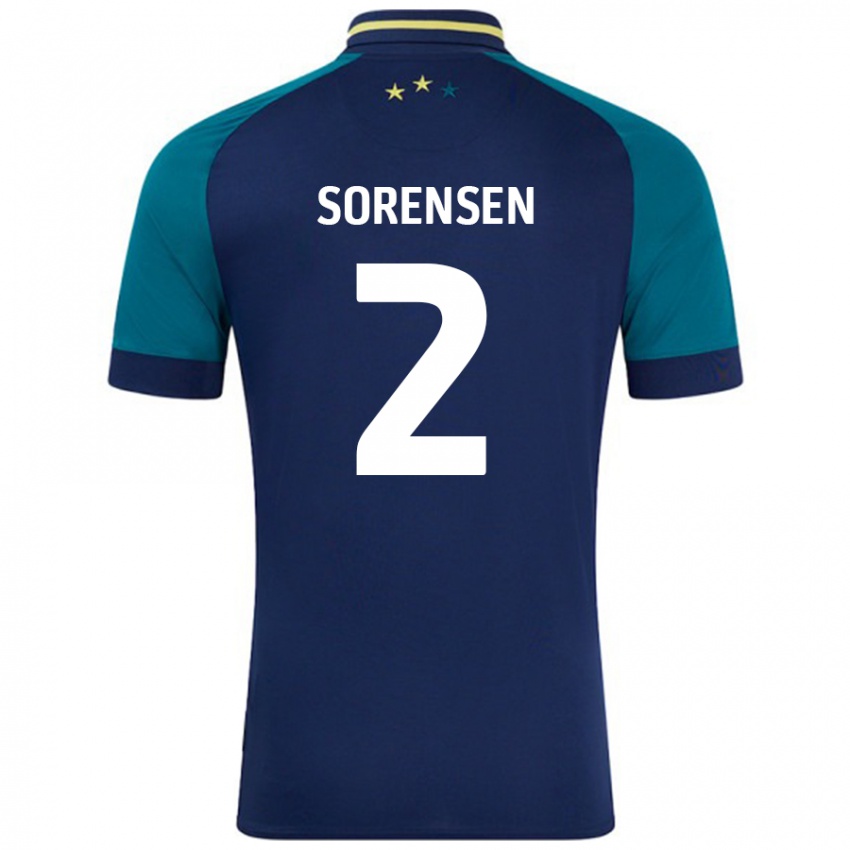 Niño Camiseta Lasse Sörensen #2 Azul Marino Verde Oscuro 2ª Equipación 2024/25 La Camisa