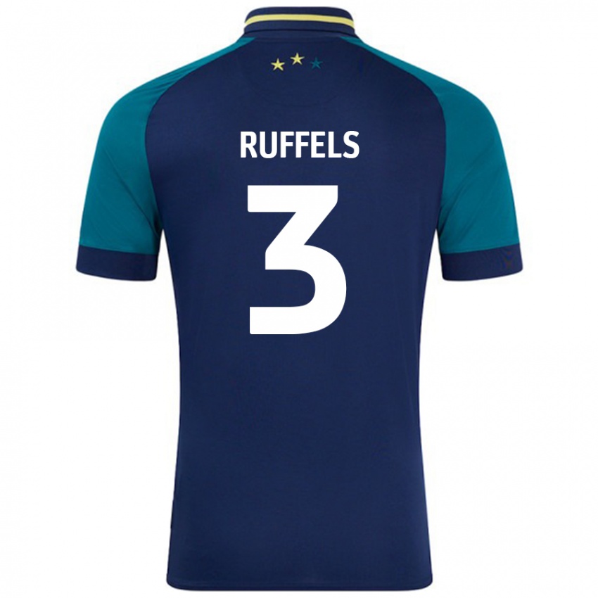 Niño Camiseta Josh Ruffels #3 Azul Marino Verde Oscuro 2ª Equipación 2024/25 La Camisa