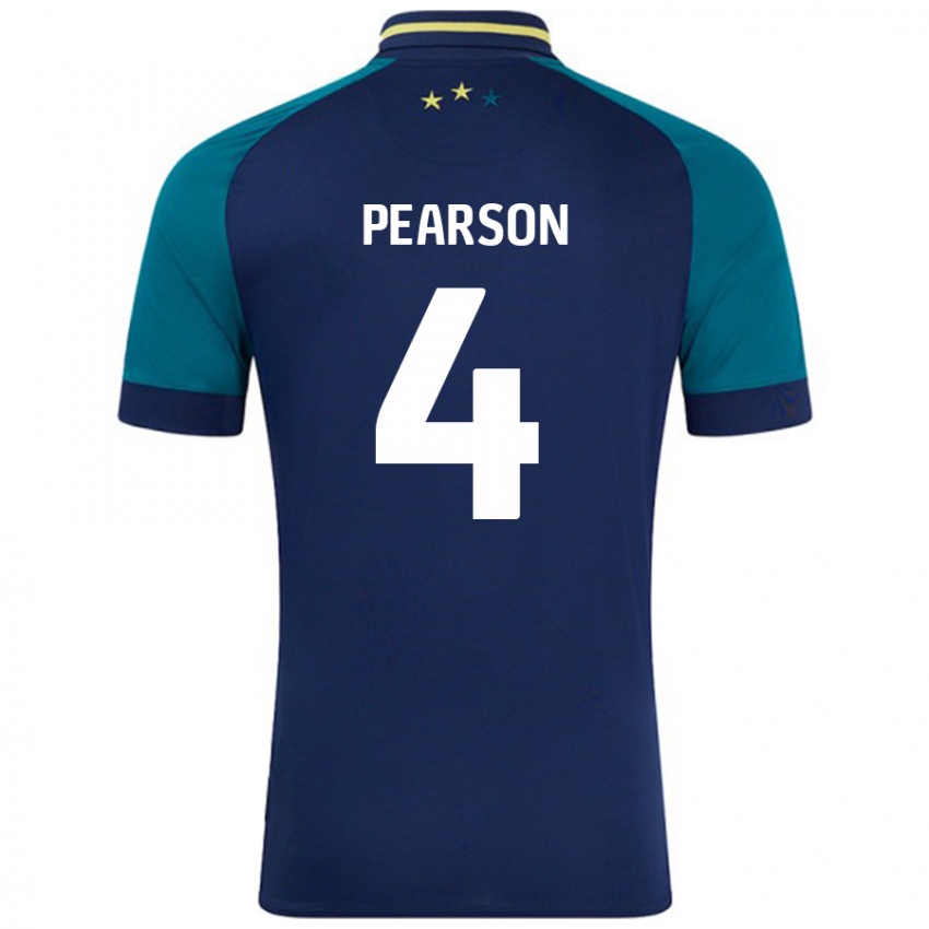 Niño Camiseta Matty Pearson #4 Azul Marino Verde Oscuro 2ª Equipación 2024/25 La Camisa