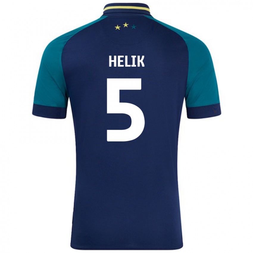 Niño Camiseta Michal Helik #5 Azul Marino Verde Oscuro 2ª Equipación 2024/25 La Camisa