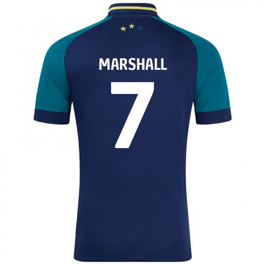 Niño Camiseta Callum Marshall #7 Azul Marino Verde Oscuro 2ª Equipación 2024/25 La Camisa