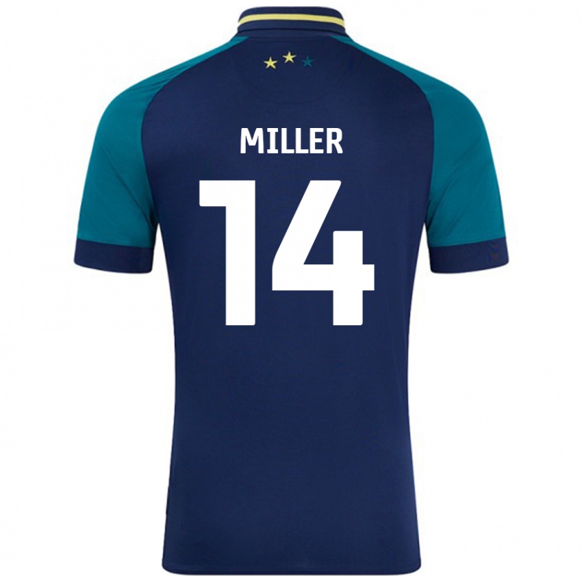 Niño Camiseta Mickel Miller #14 Azul Marino Verde Oscuro 2ª Equipación 2024/25 La Camisa