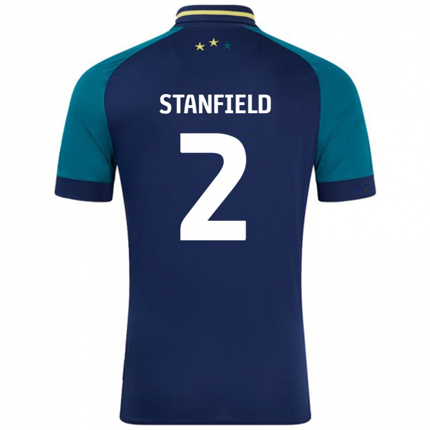 Niño Camiseta Beth Stanfield #2 Azul Marino Verde Oscuro 2ª Equipación 2024/25 La Camisa