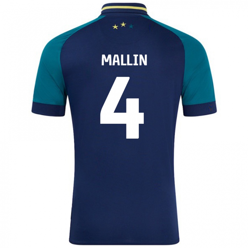 Niño Camiseta Kate Mallin #4 Azul Marino Verde Oscuro 2ª Equipación 2024/25 La Camisa