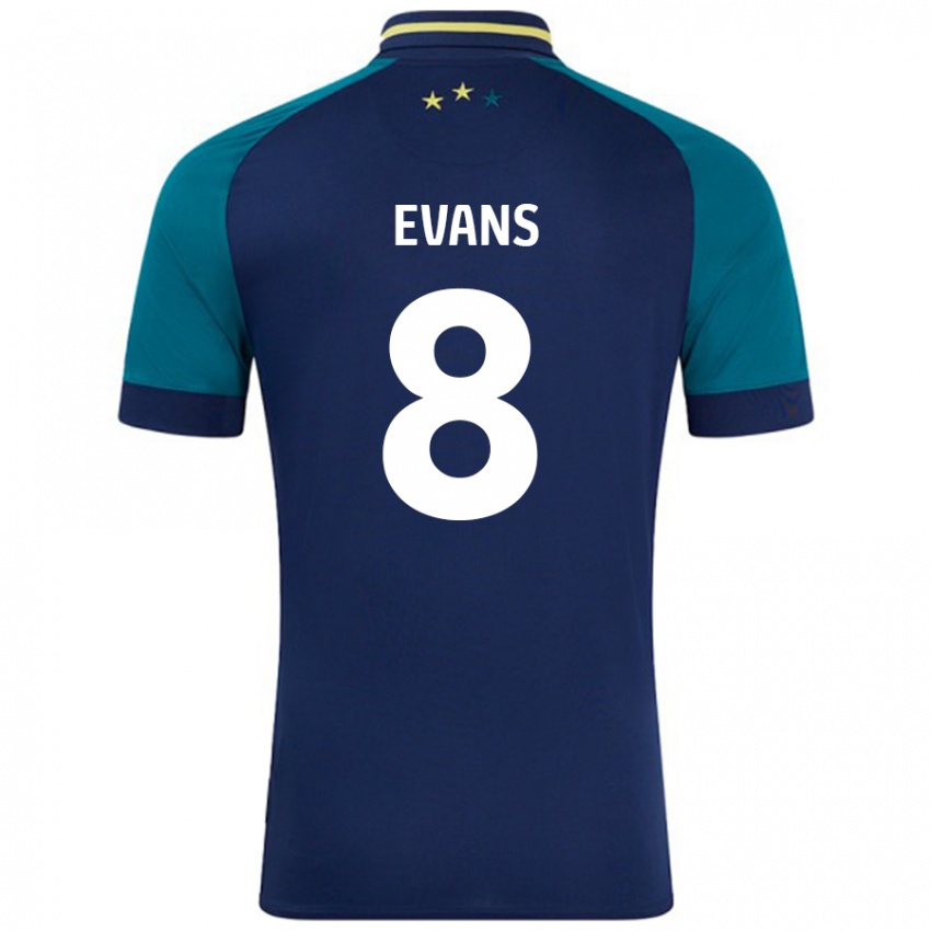 Niño Camiseta Charley Evans #8 Azul Marino Verde Oscuro 2ª Equipación 2024/25 La Camisa