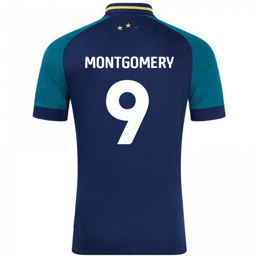 Niño Camiseta Ria Montgomery #9 Azul Marino Verde Oscuro 2ª Equipación 2024/25 La Camisa