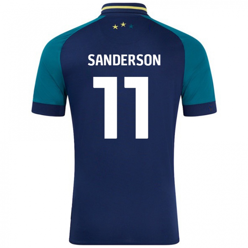 Niño Camiseta Brittany Sanderson #11 Azul Marino Verde Oscuro 2ª Equipación 2024/25 La Camisa